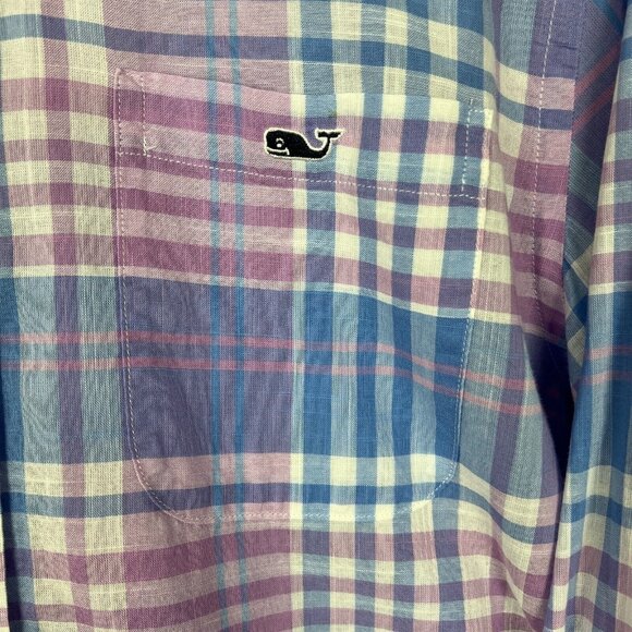 Vineyard Vines Tucker Shirt Mens Medium Blue Purple Plaid Check Button Down M - Picture 6 of 10